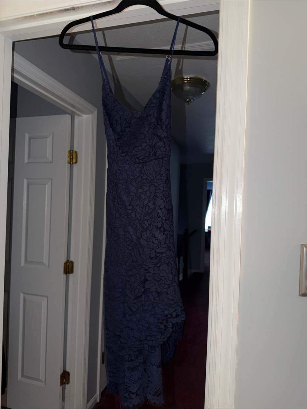 Lulu's Navy Floral Lace Midi Slip Dress